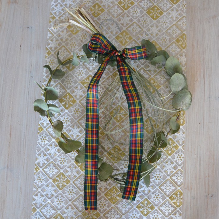 couronne de noel noeud tartan