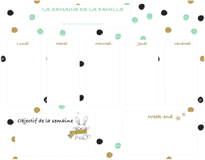 Semainier Organisation en famille