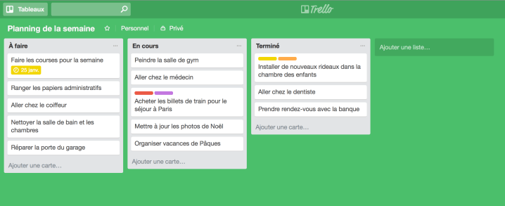 Trello exemple de planning famille