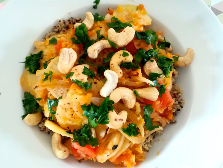 Salade quinoa noix de cajou et radis noir