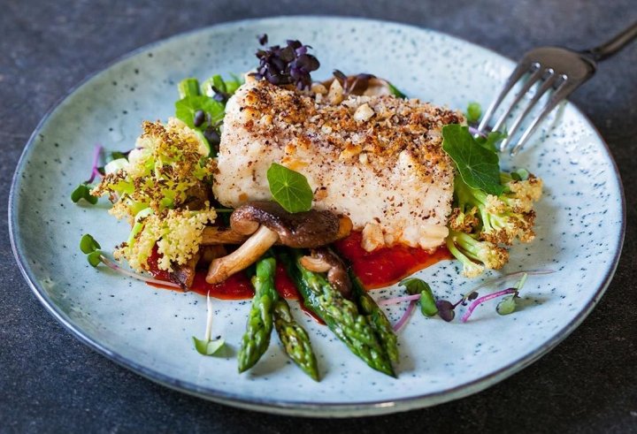 Flétan asperge shiitake